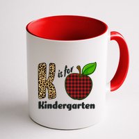 K Is For Kindergarten Teacher Leopard Buffalo Plaid Mug