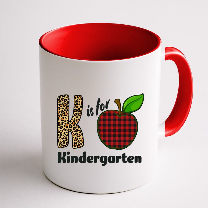 K Is For Kindergarten Teacher Leopard Buffalo Plaid Mug