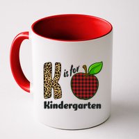 K Is For Kindergarten Teacher Leopard Buffalo Plaid Mug