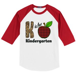 K Is For Kindergarten Teacher Leopard Buffalo Plaid Baseball Sleeve Shirt