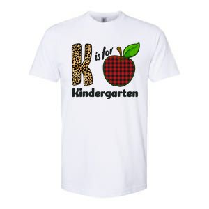 K Is For Kindergarten Teacher Leopard Buffalo Plaid Softstyle CVC T-Shirt