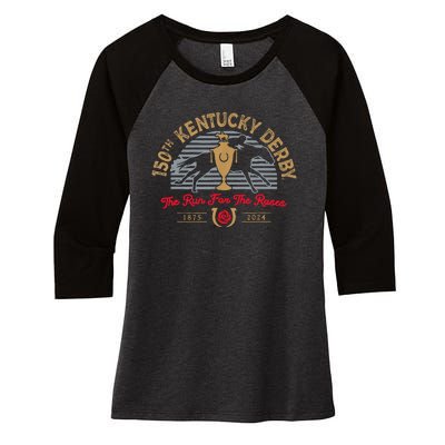 Kentucky 150th 2024 Run Ky Derby Women's Tri-Blend 3/4-Sleeve Raglan Shirt