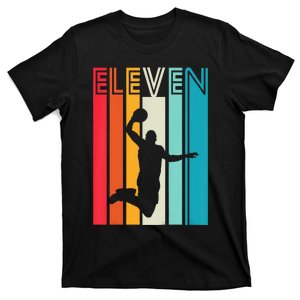 Kids 11th Birthday Basketball Lover Gift 11 Years Old Retro T-Shirt