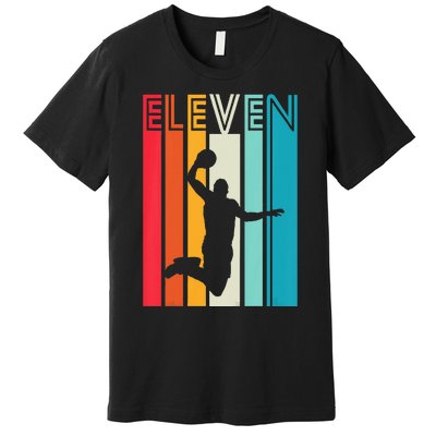 Kids 11th Birthday Basketball Lover Gift 11 Years Old Retro Premium T-Shirt