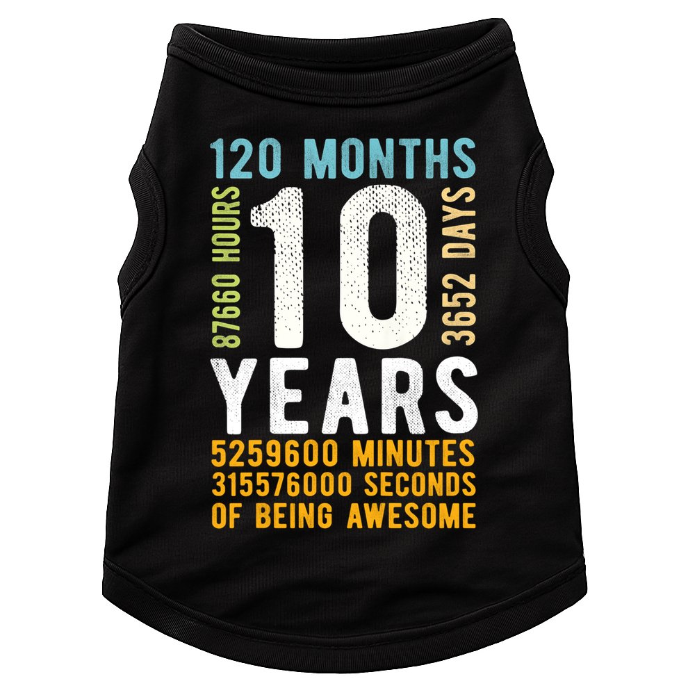 10th Birthday Gift 10 Years Old Vintage Retro 120 Months Doggie Tank