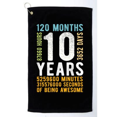 10th Birthday Gift 10 Years Old Vintage Retro 120 Months Golf Towel