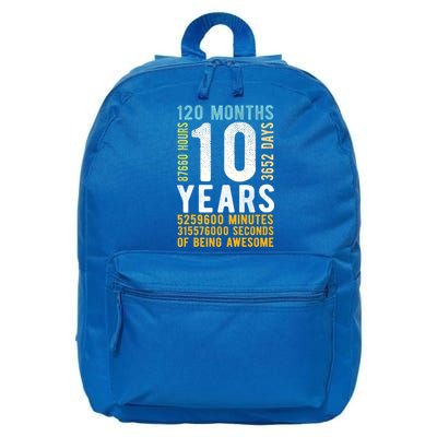 10th Birthday Gift 10 Years Old Vintage Retro 120 Months 16 in Basic Backpack