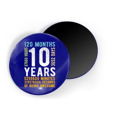 10th Birthday Gift 10 Years Old Vintage Retro 120 Months Magnet