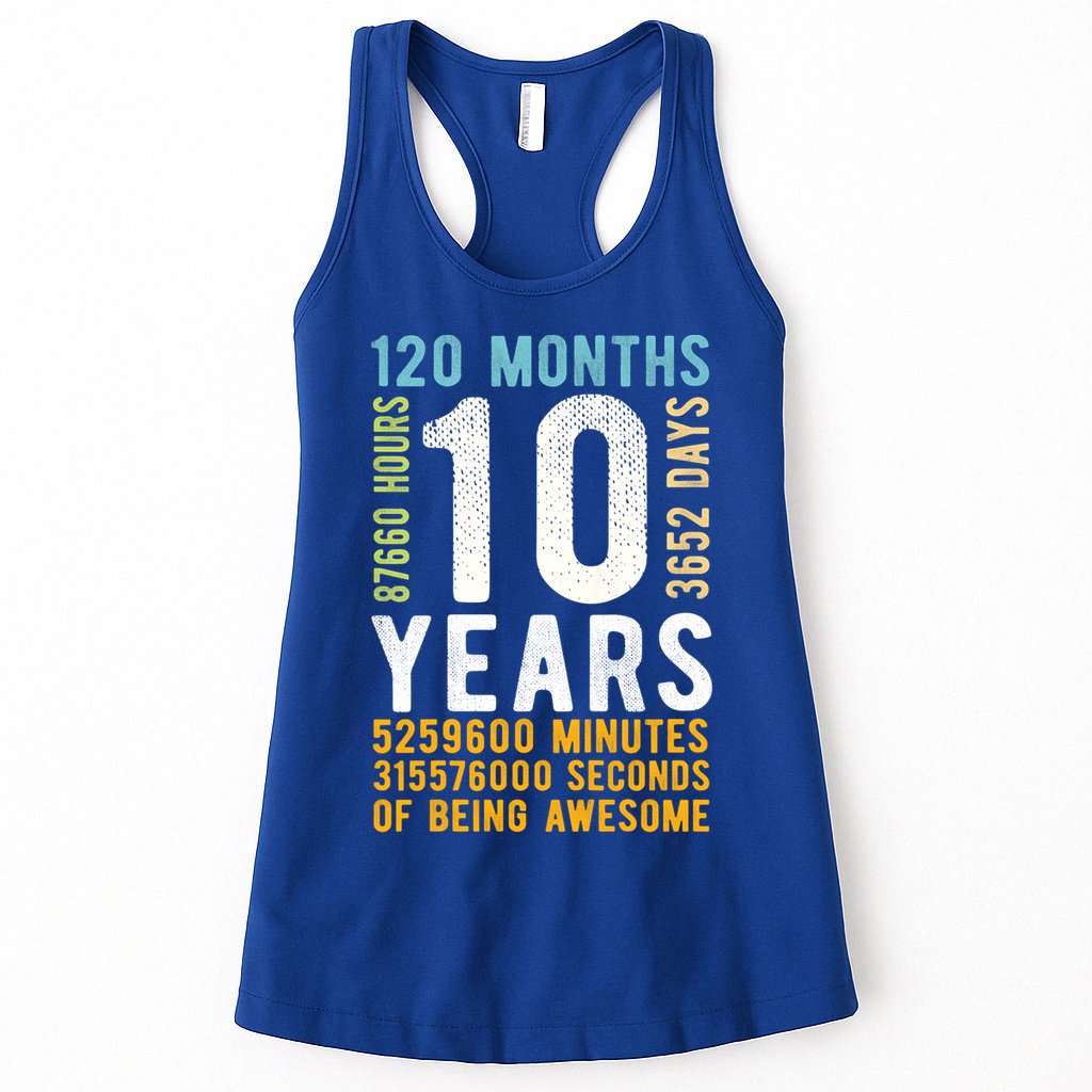10th Birthday Gift 10 Years Old Vintage Retro 120 Months Womens Tank Top