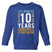 10th Birthday Gift 10 Years Old Vintage Retro 120 Months Toddler Sweatshirt