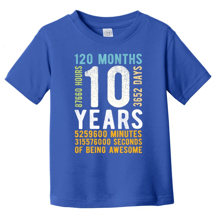 10th Birthday Gift 10 Years Old Vintage Retro 120 Months Toddler T-Shirt