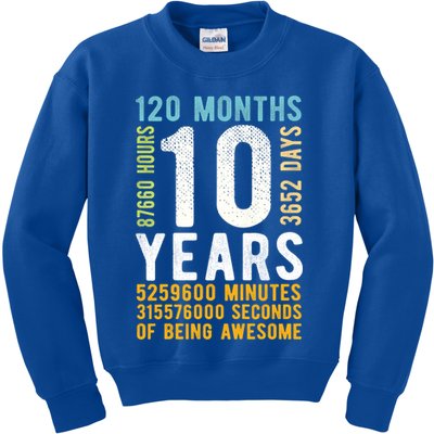 10th Birthday Gift 10 Years Old Vintage Retro 120 Months Kids Sweatshirt