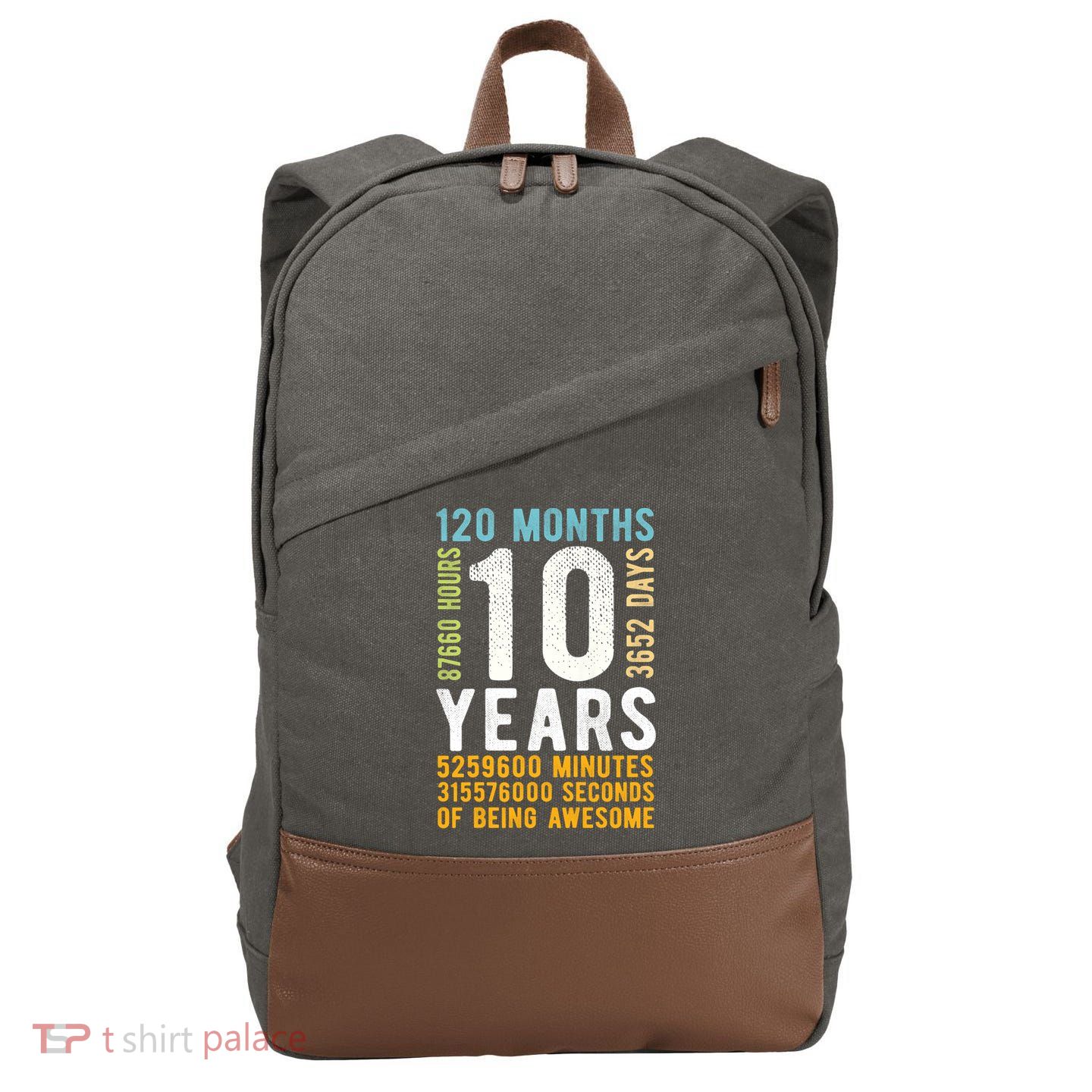 10th Birthday Gift 10 Years Old Vintage Retro 120 Months Cotton Canvas Backpack
