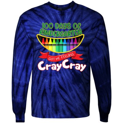 Kinder 100 Days Of Kindergarten Got Me Feeling Cray Cray Tie-Dye Long Sleeve Shirt