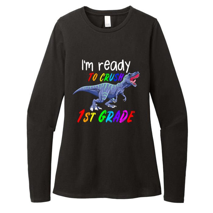 Kids 1st Day Of School Crush 1st Grade Trex Dinosaur Gift Kids Womens CVC Long Sleeve Shirt