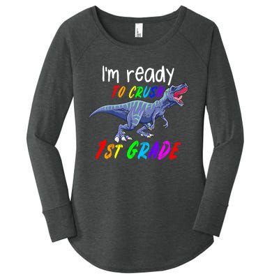 Kids 1st Day Of School Crush 1st Grade Trex Dinosaur Gift Kids Women's Perfect Tri Tunic Long Sleeve Shirt