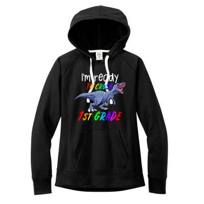 Kids 1st Day Of School Crush 1st Grade Trex Dinosaur Gift Kids Women's Fleece Hoodie