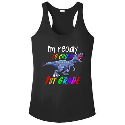 Kids 1st Day Of School Crush 1st Grade Trex Dinosaur Gift Kids Ladies PosiCharge Competitor Racerback Tank