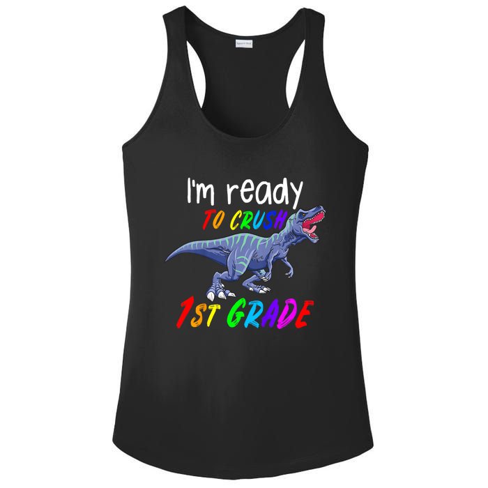 Kids 1st Day Of School Crush 1st Grade Trex Dinosaur Gift Kids Ladies PosiCharge Competitor Racerback Tank