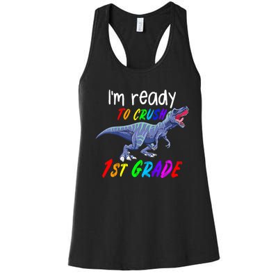 Kids 1st Day Of School Crush 1st Grade Trex Dinosaur Gift Kids Women's Racerback Tank