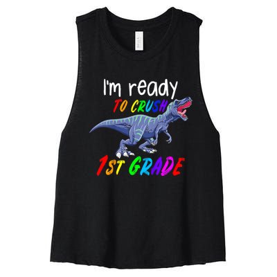 Kids 1st Day Of School Crush 1st Grade Trex Dinosaur Gift Kids Women's Racerback Cropped Tank