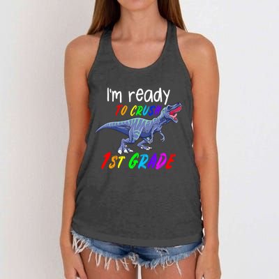 Kids 1st Day Of School Crush 1st Grade Trex Dinosaur Gift Kids Women's Knotted Racerback Tank