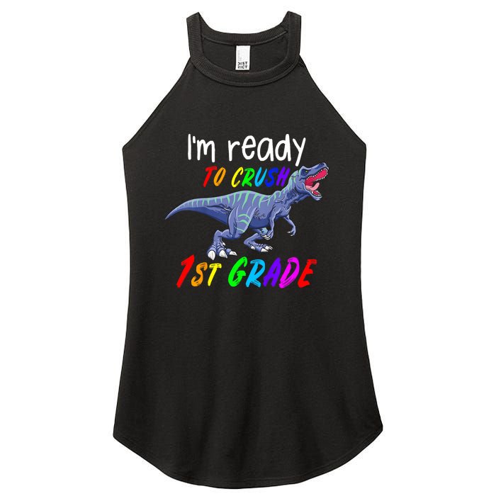 Kids 1st Day Of School Crush 1st Grade Trex Dinosaur Gift Kids Women's Perfect Tri Rocker Tank