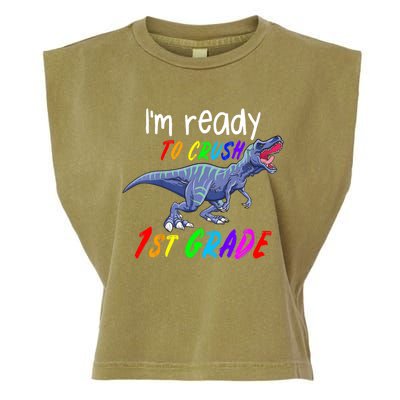 Kids 1st Day Of School Crush 1st Grade Trex Dinosaur Gift Kids Garment-Dyed Women's Muscle Tee