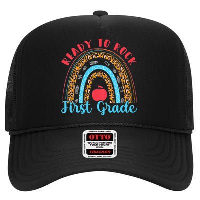 Kids 1st Grade Ready To Rock First Grade High Crown Mesh Back Trucker Hat