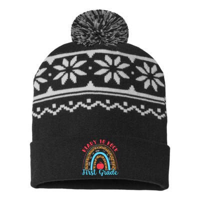 Kids 1st Grade Ready To Rock First Grade USA-Made Snowflake Beanie