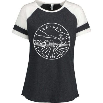 Kansas 1861 State Of Kansas Enza Ladies Jersey Colorblock Tee