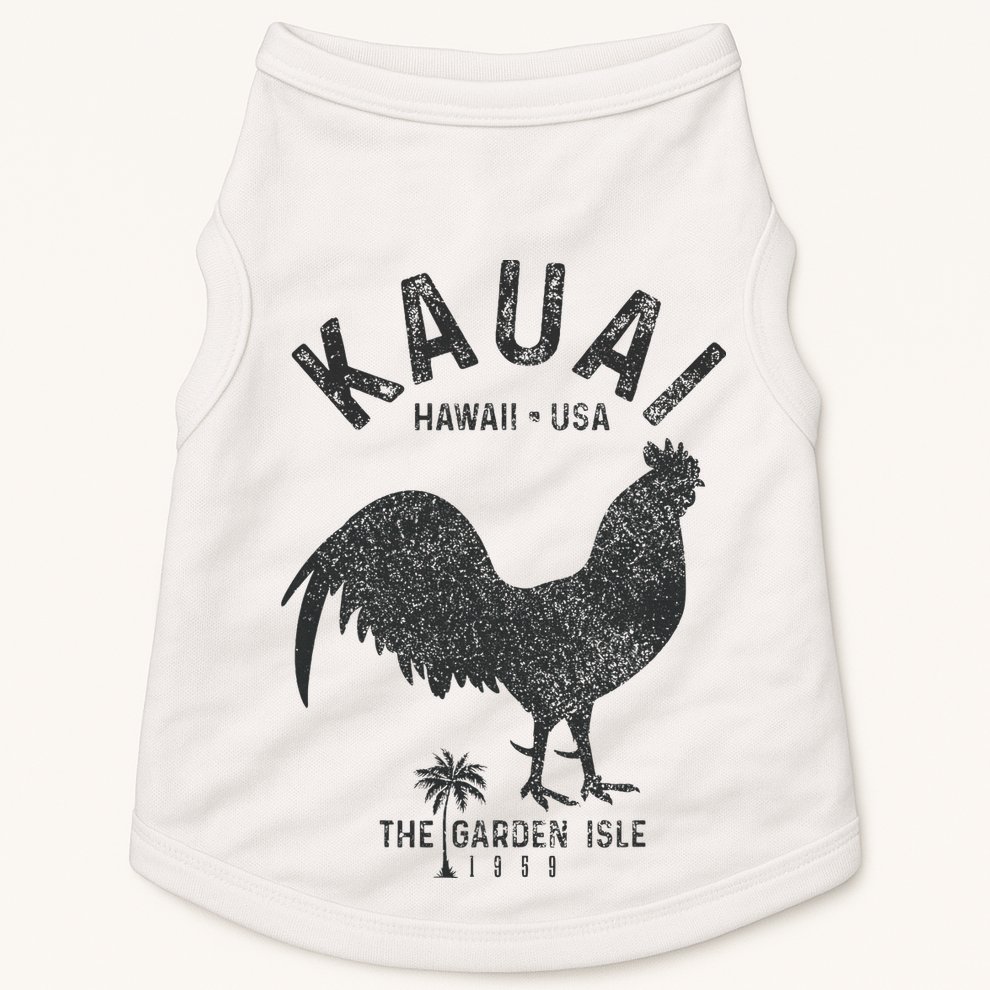 Kauai 1959 The Garden Isle Chicken Hawaii Vintage Hawaiian Doggie Tank