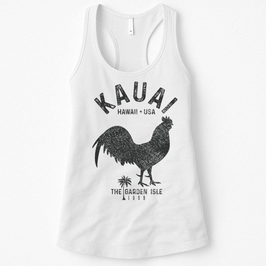Kauai 1959 The Garden Isle Chicken Hawaii Vintage Hawaiian Womens Tank Top
