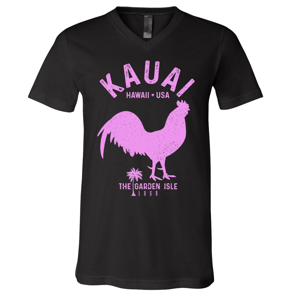 Kauai 1959 The Garden Isle Chicken Hawaii Vintage Hawaiian V-Neck T-Shirt