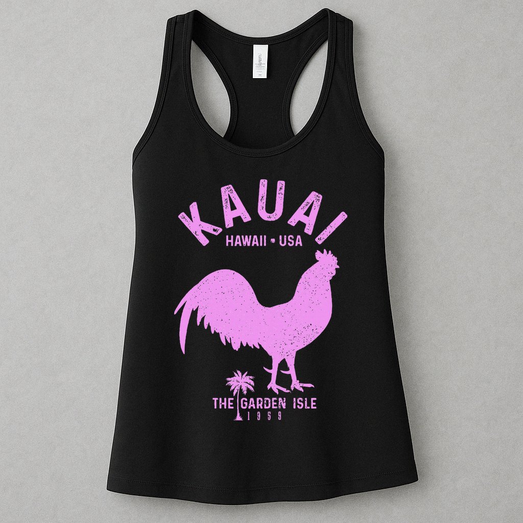 Kauai 1959 The Garden Isle Chicken Hawaii Vintage Hawaiian Womens Tank Top