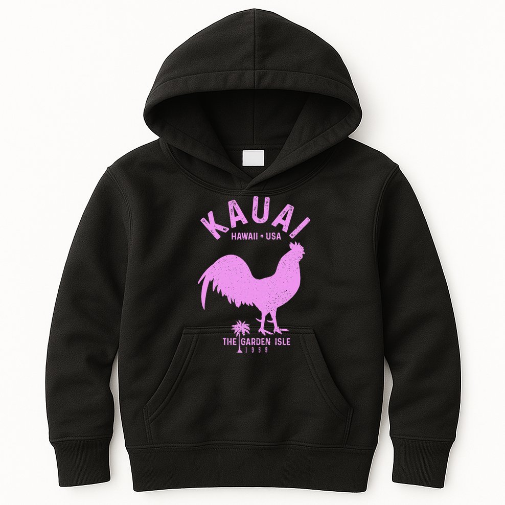 Kauai 1959 The Garden Isle Chicken Hawaii Vintage Hawaiian Kids Hoodie