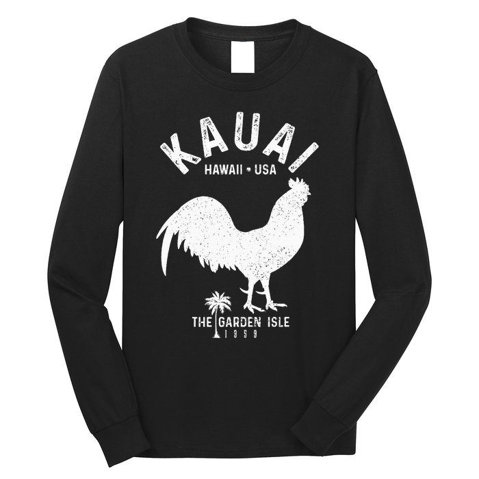 Kauai 1959 The Garden Isle Chicken Hawaii Vintage Hawaiian Long Sleeve Shirt