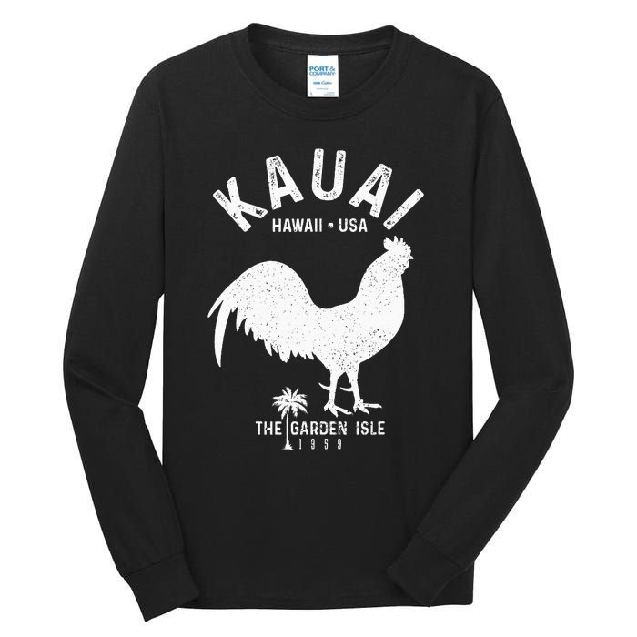 Kauai 1959 The Garden Isle Chicken Hawaii Vintage Hawaiian Tall Long Sleeve T-Shirt