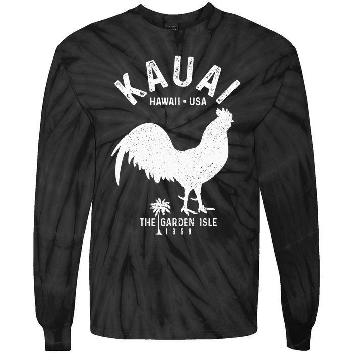 Kauai 1959 The Garden Isle Chicken Hawaii Vintage Hawaiian Tie-Dye Long Sleeve Shirt