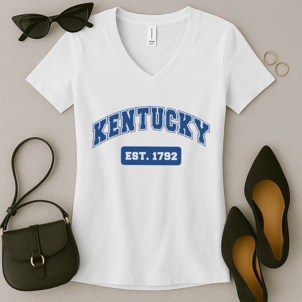Kentucky 1792 Varsity Retro Style Women's V-Neck T-Shirt