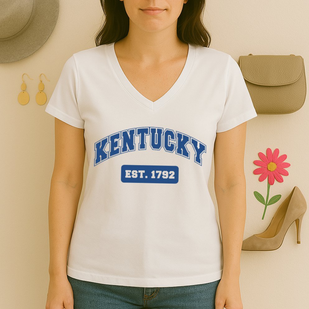 Kentucky 1792 Varsity Retro Style Women's V-Neck T-Shirt