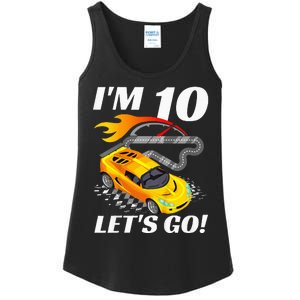 Kids 10 Year Old 10th Racing Racecar Birthday Party Ladies Essential Tank