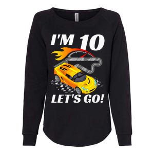 Kids 10 Year Old 10th Racing Racecar Birthday Party Womens California Wash Sweatshirt