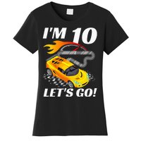 Kids 10 Year Old 10th Racing Racecar Birthday Party Women's T-Shirt