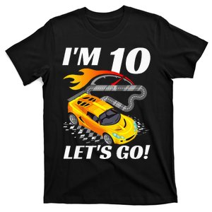 Kids 10 Year Old 10th Racing Racecar Birthday Party T-Shirt