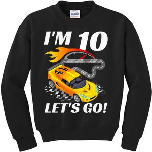 Kids 10 Year Old 10th Racing Racecar Birthday Party Kids Sweatshirt