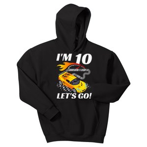 Kids 10 Year Old 10th Racing Racecar Birthday Party Kids Hoodie