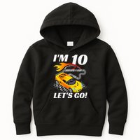 Kids 10 Year Old 10th Racing Racecar Birthday Party Kids Hoodie