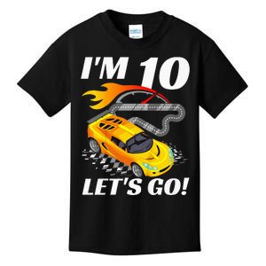 Kids 10 Year Old 10th Racing Racecar Birthday Party Kids T-Shirt