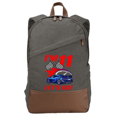 Kids 11 Year Old 11th Racing Racecar Birthday Party Cotton Canvas Backpack